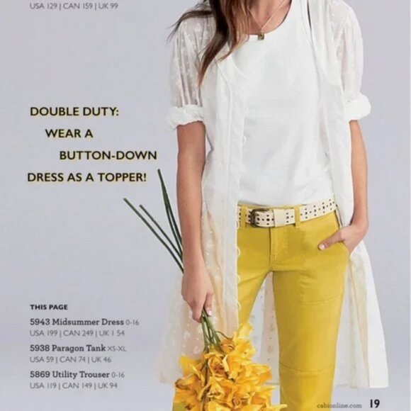 CAbi Utility Trouser Pants Size 6 Mustard Yellow Style #5869 - Picture 3 of 13